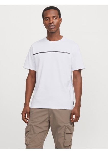 Jcofusıon Full Brandıng Tee Ss Crew Noos Erkek Beyaz Tshirt 12273120-01