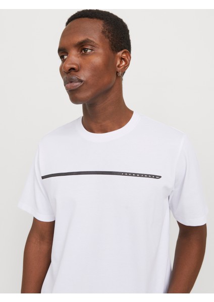 Jcofusıon Full Brandıng Tee Ss Crew Noos Erkek Beyaz Tshirt 12273120-01