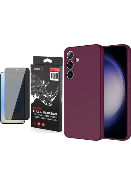 Samsung Galaxy S25 Plus Kılıf Zore Mara Lansman Kapak + Premium Privacy Temperli Cam Ekran Koruyucu