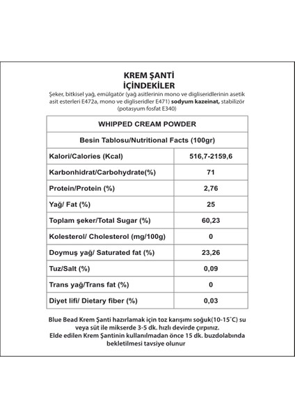 Toz Krem Şanti 1 KG fiyatları