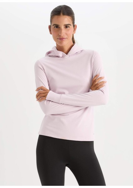 Fit Slim Fit Dar Kesim Kapüşonlu Sporcu Uzun Kollu Tişört D0637AX24AU