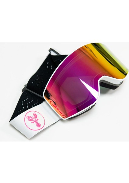 Profesyonel Kayak / Snowboard Gözlüğü Mıknatıslı Mor-Pembe Model