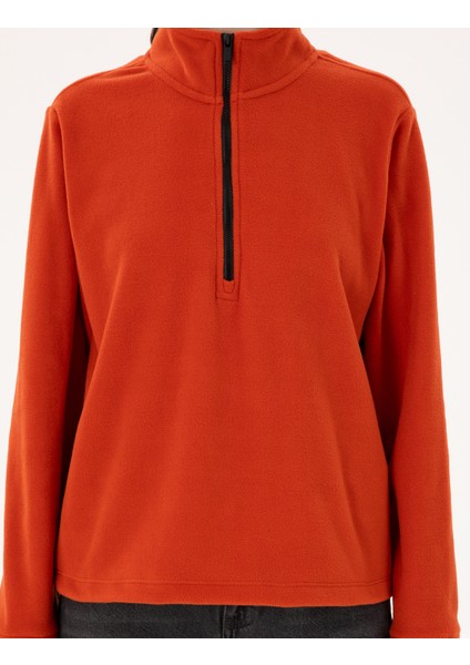 Kadın Kiremit Oversize Polar Sweatshirt 50300846-VR031