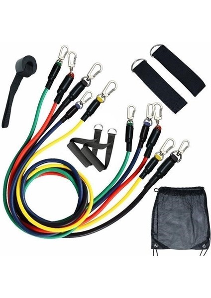 Buffer® 11 Parça Lateks Egzersiz Bandı Çekme Halatı Egzersiz Seti