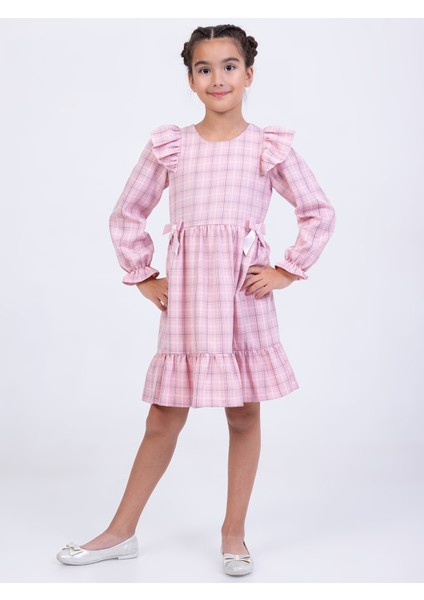 Kız Çocuk Fiyonklu Elbise 2-5 Yaş Pembe