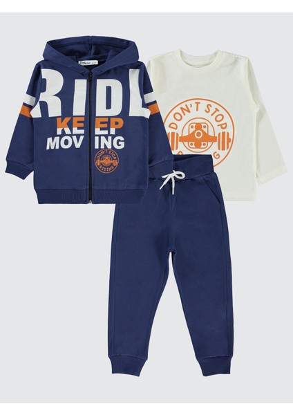 Erkek Çocuk 3'lü Eşofman Takımı 6-9 Yaş Indigo