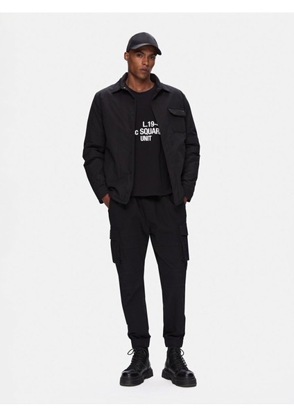 Gömlek Yaka Teknık Siyah Mont