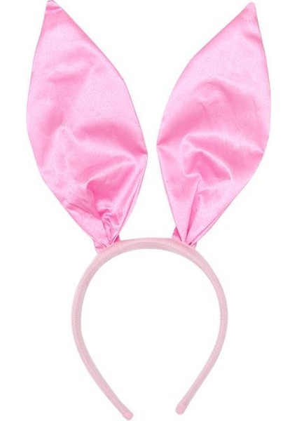 Pembe Renk Saten Kaplama Şekil Verilebilir Tavşan Kulak Taç 35X11 cm