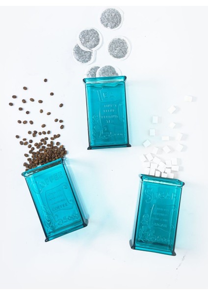 Akrilik Aquamarin Şeker Kahve Çay Kavanozu 500 Ml (Vakum Kapak )