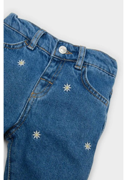 Kız Bebek Çiçekli Geniş Paça Jean Pantolon D9440A525SP