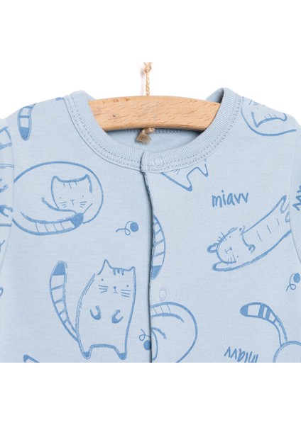 Yenidoğan Organic Sleepy Cat Uni Kısa Tulum Unisex