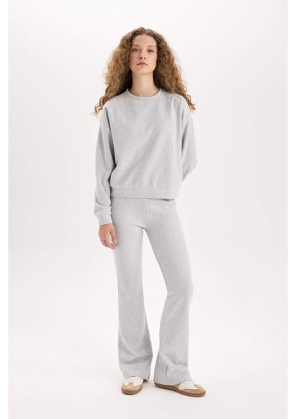 2'li Takım Basic Düz Bisiklet Yaka Üst Esnek Belli Uzun Alt E3841AXNS