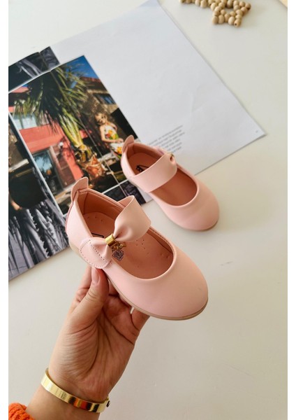 Sallantılı Taş Detaylı Cırtlı Kız Çocuk Ortopedik babet - Pembe