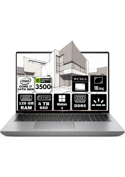 Zbook Fury 16 G11 Intel Core I7-14700HX 128GB 4tb SSD Rtx A3500 12GB Ada 16 Wuxga Windows 11 Pro Taşınabilir Iş Istasyonu Workstation 5F9K1ES-A18