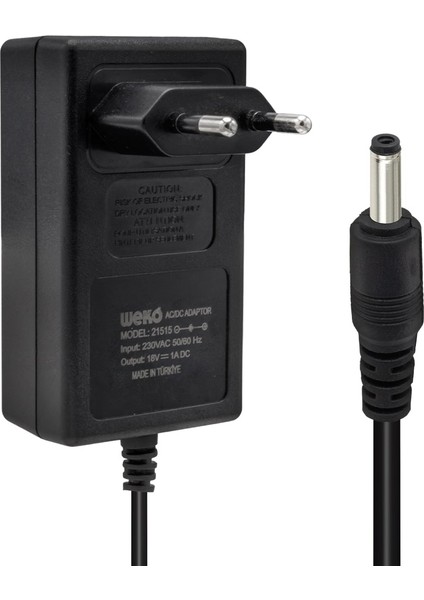 18 Volt - 1 Amper 3.5 x 1.35 Uçlu Priz Tipi Adaptör