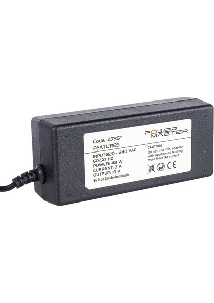 16 Volt - 3 Amper Tos Fişli Rca Santral Adaptörü