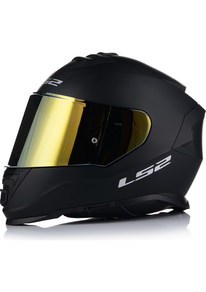 Storm 2 Mat Siyah Fullface Motosiklet Kaskı Gold Camlı