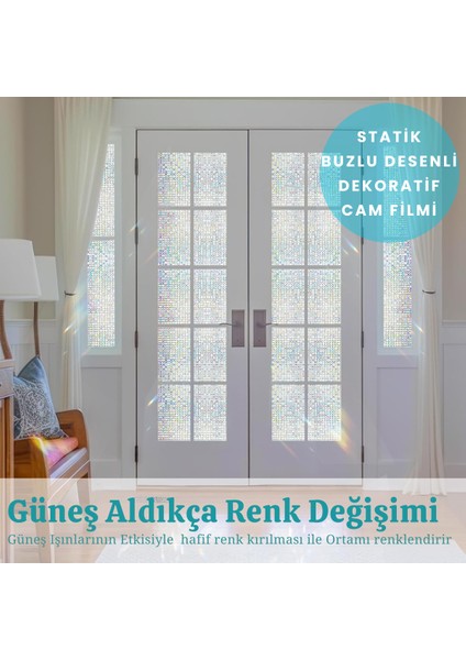 60CMX100CM Buzlu Desenli Cam Kaplama Filmi Statik Duşa Kabin Ofis Dekorasyon Folyo