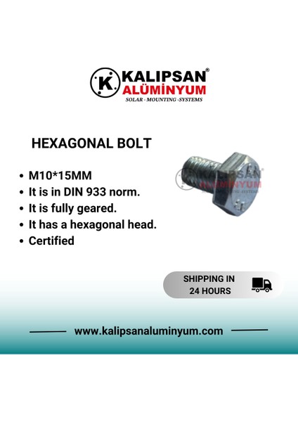 Altı Köşe Başlı Civata M10*15 mm (100 Adet)