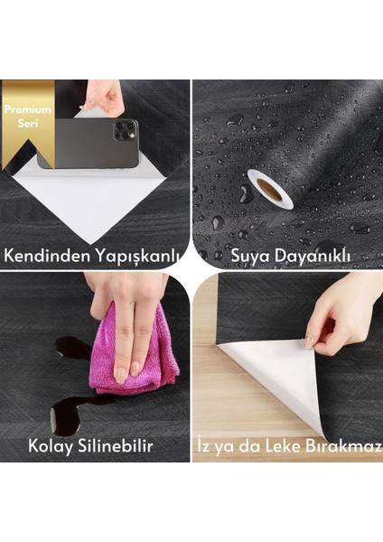 60×500 cm Kendinden Yapışkanlı Balıksırtı Desenli Premium Duvar Kağıdı Masa Dolap Kaplama