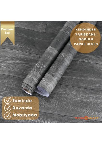 60×500 cm Kendinden Yapışkanlı Parke Görünümlü Premium Zemin Duvar Kağıdı Dolap Kaplama