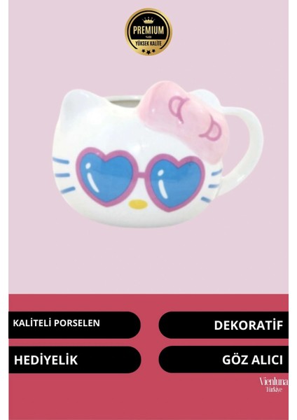 Deluxe Tasarım Dekoratif Estetik Armağan Sevgili Dost Aşk Arkadaş Porselen Hello Kitty Kupa Bardak