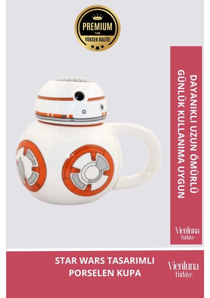 Deluxe Tasarım Dekoratif Estetik Armağan Sevgili Dost Arkadaş Porselen Uzay Star Wars Kupa Bardak