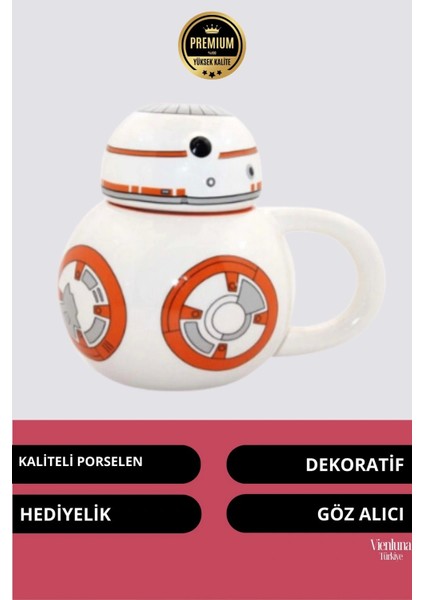 Deluxe Tasarım Dekoratif Estetik Armağan Sevgili Dost Arkadaş Porselen Uzay Star Wars Kupa Bardak