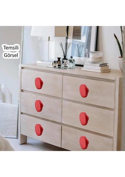 Yuvarlak Düz Kırmızı Renk Oda Mobilya Mutfak Dolabı Kapak Plastik Çekmece Kulbu 1 Adet indirimleri