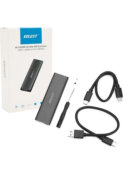 M.2 Nvme SSD Destekli USB 3.1 Type-C SSD Harddısk Kutusu Sabit Sürücü Muhafazası