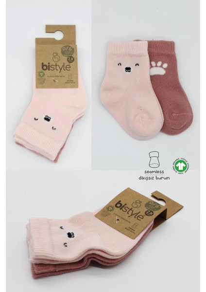 Bistyle Bear Penye Soket Çorap 2'li BS10116 Pembe indirimleri