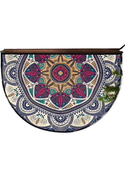 Bohem Yarı Dairesel Kristal Kadife Paspas Giriş Kapısı Giriş Kapısı Kir Tutmaz Kolay Bakım Dekoratif Paspas (Yurt Dışından)