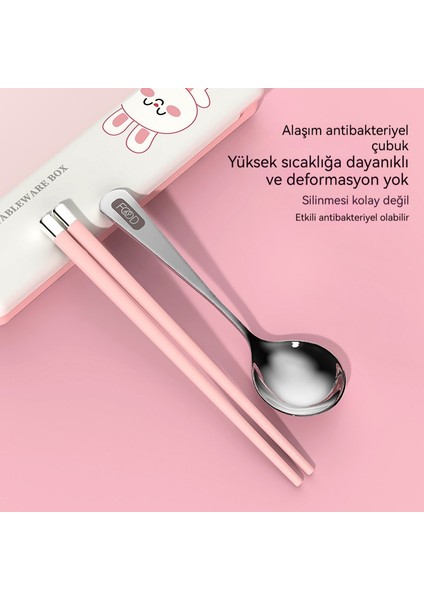 316 Paslanmaz Çelik Karikatür Taşınabilir Sofra Takımı Kaşık Çubuk Saklama Kutusu (Yurt Dışından)