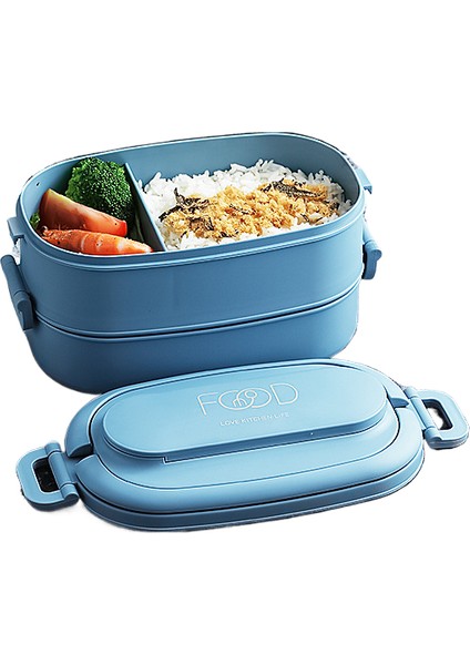 Ev Taşınabilir Mikrodalga Isıtmalı Öğrenci Çift Katlı Öğle Yemeği Kutusu (Yurt Dışından)