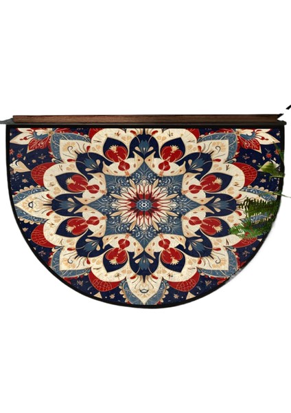 Bohem Yarı Dairesel Kristal Kadife Paspas Giriş Kapısı Giriş Kapısı Kir Tutmaz Kolay Bakım Dekoratif Paspas (Yurt Dışından)