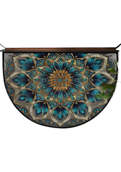 Bohem Yarı Dairesel Kristal Kadife Paspas Giriş Kapısı Giriş Kapısı Kir Tutmaz Kolay Bakım Dekoratif Paspas (Yurt Dışından)