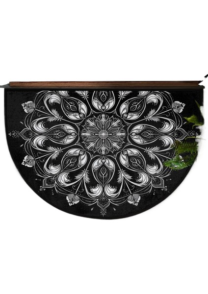 Bohem Yarı Dairesel Kristal Kadife Paspas Giriş Kapısı Giriş Kapısı Kir Tutmaz Kolay Bakım Dekoratif Paspas (Yurt Dışından)