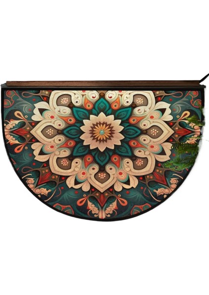 Bohem Yarı Dairesel Kristal Kadife Paspas Giriş Kapısı Giriş Kapısı Kir Tutmaz Kolay Bakım Dekoratif Paspas (Yurt Dışından)