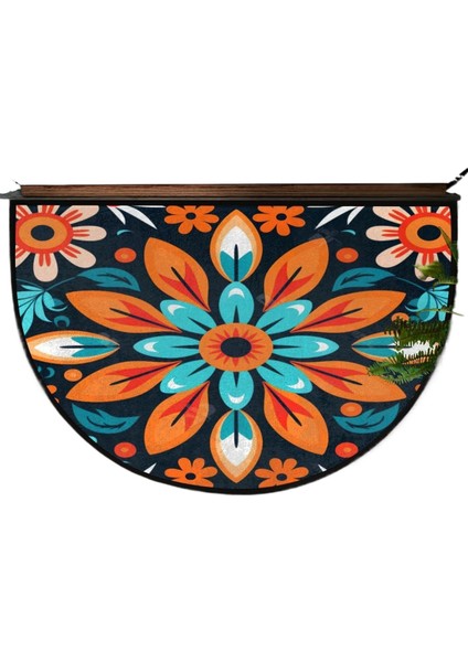 Bohem Yarı Dairesel Kristal Kadife Paspas Giriş Kapısı Giriş Kapısı Kir Tutmaz Kolay Bakım Dekoratif Paspas (Yurt Dışından)