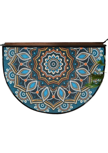 Bohem Yarı Dairesel Kristal Kadife Paspas Giriş Kapısı Giriş Kapısı Kir Tutmaz Kolay Bakım Dekoratif Paspas (Yurt Dışından)