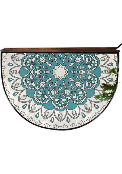 Bohem Yarı Dairesel Kristal Kadife Paspas Giriş Kapısı Giriş Kapısı Kir Tutmaz Kolay Bakım Dekoratif Paspas (Yurt Dışından)