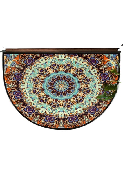 Bohem Yarı Dairesel Kristal Kadife Paspas Giriş Kapısı Giriş Kapısı Kir Tutmaz Kolay Bakım Dekoratif Paspas (Yurt Dışından)