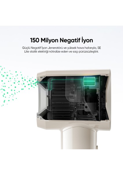 Se Lıte Beyaz 1500W 1 Başlıklı Yüksek Hızlı Saç Kurutma Makinesi