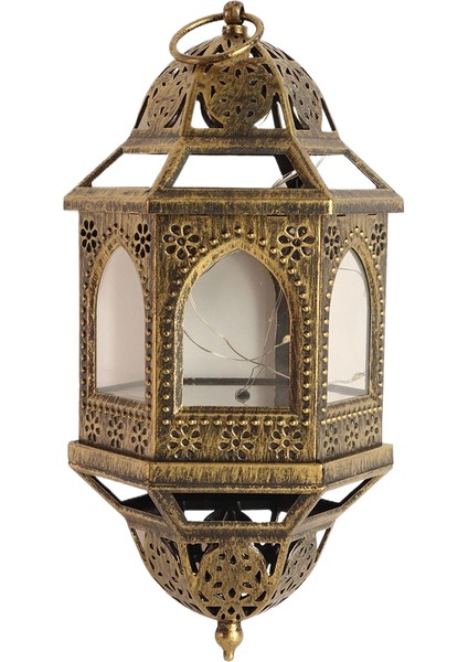 Vintage Oyulmuş Fenerler LED Simülasyon Mum Altıgen Avize Orta Doğu Ramazan Dekoratif Fenerler Asma (Yurt Dışından)