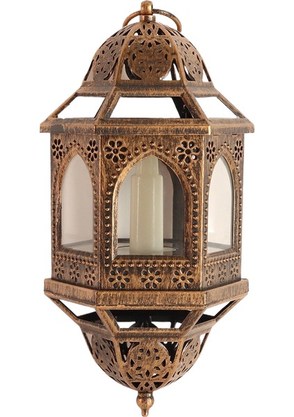 Vintage Oyulmuş Fenerler LED Simülasyon Mum Altıgen Avize Orta Doğu Ramazan Dekoratif Fenerler Asma (Yurt Dışından)