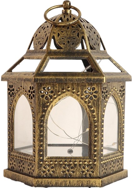 Vintage Oyulmuş Fenerler LED Simülasyon Mum Altıgen Avize Orta Doğu Ramazan Dekoratif Fenerler Asma (Yurt Dışından)
