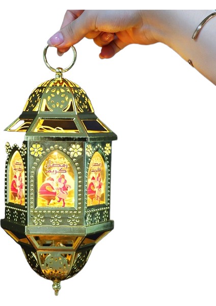 Vintage Oyulmuş Fenerler LED Simülasyon Mum Altıgen Avize Orta Doğu Ramazan Dekoratif Fenerler Asma (Yurt Dışından)