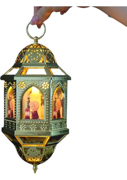 Vintage Oyulmuş Fenerler LED Simülasyon Mum Altıgen Avize Orta Doğu Ramazan Dekoratif Fenerler Asma (Yurt Dışından)