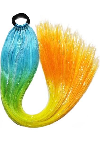 9 Adet Renkli Lazer Ipek Sıcak Kız Peruk 65 cm Uzunluğunda (Yurt Dışından)