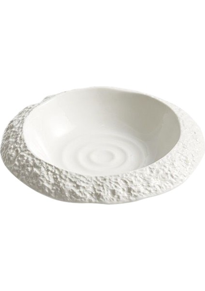 Kaya Deseni Seramik Tabak Ev Tipi Derin Tabak Sebze Tabağı Çatal Bıçak Takımı His Beyaz Yemek Tabağı Çorba Tabağı (Yurt Dışından)